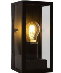 Illuminazione Da Interno TrAdE Shop Traesio  | Porta Lampada Esterno Vetro Vt8517 Nero Matto E27 Ip44 Retro Illuminazione